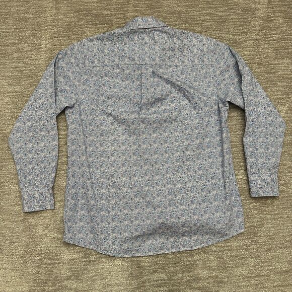 Wrangler George Strait Shirt Mens Large Blue Pink Paisley Western Cowboy Rodeo - Picture 7 of 13